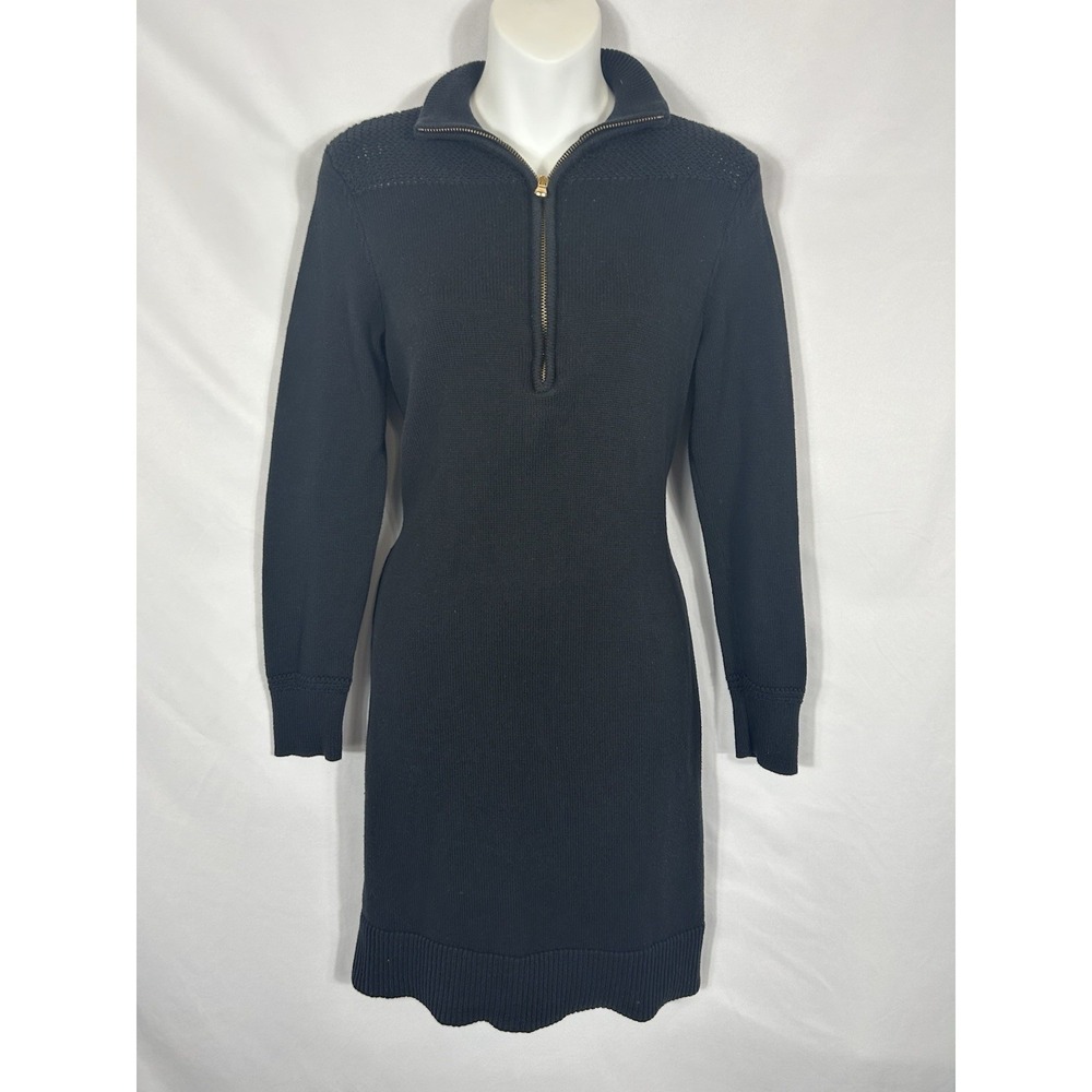 Ralph Lauren Women Long Knit Dress Cotton Black Size PM Classic Preppy Old Money